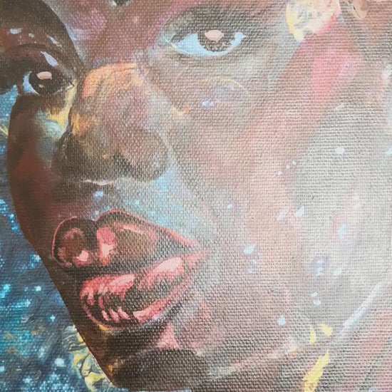 Originalgemälde Lightness of Winter von Contemporary Artist Marika Junikajtes. Art with Soul. Series Four Seasons. Mixed Media (Acryl, Pouring, Paper Collage) auf Leinwand 
