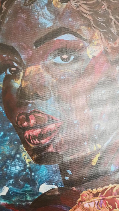 Originalgemälde Lightness of Winter von Contemporary Artist Marika Junikajtes. Art with Soul. Series Four Seasons. Mixed Media (Acryl, Pouring, Paper Collage) auf Leinwand 
