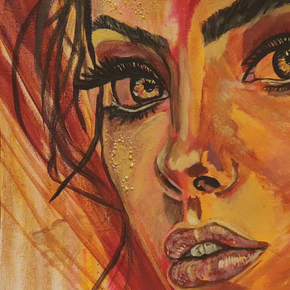 Abstraktes Mixed Media Portrait als Originalgemälde, zeitgenössische Kunst von Marika Junikajtes, Deutschland
