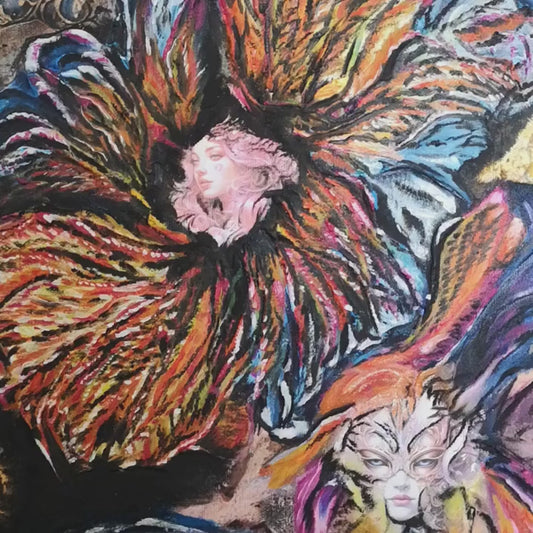 Abstraktes Mixed Media Portrait als Originalgemälde, zeitgenössische Kunst von Marika Junikajtes, Deutschland
