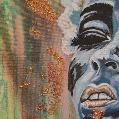 Silence Of Stars, Video abstraktes Orignalegemälde von Marika Junikajtes