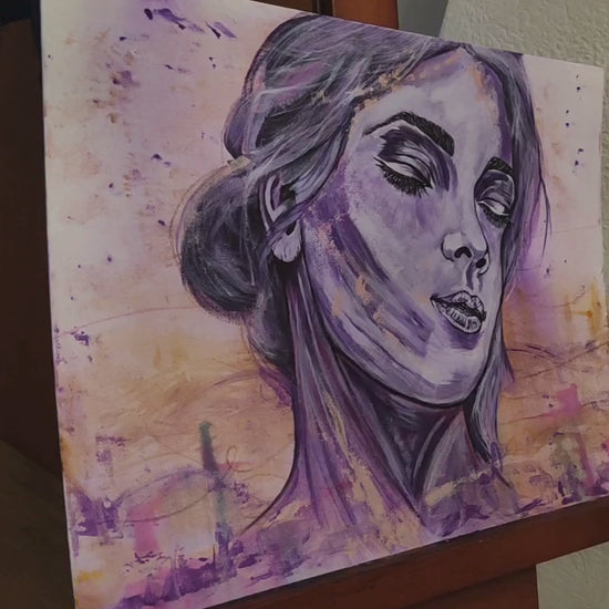 Abstraktes Mixed Media Portrait als Originalgemälde, zeitgenössische Kunst von Marika Junikajtes, Deutschland
