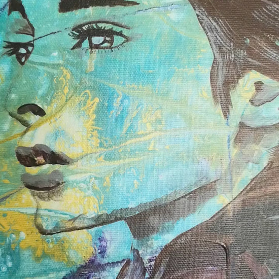 Originalgemälde Mystical Lady Of Autumn von Contemporary Artist Marika Junikajtes. Art with Soul. Series Four Seasons. Mixed Media (Acryl, Pouring) auf Leinwand 
