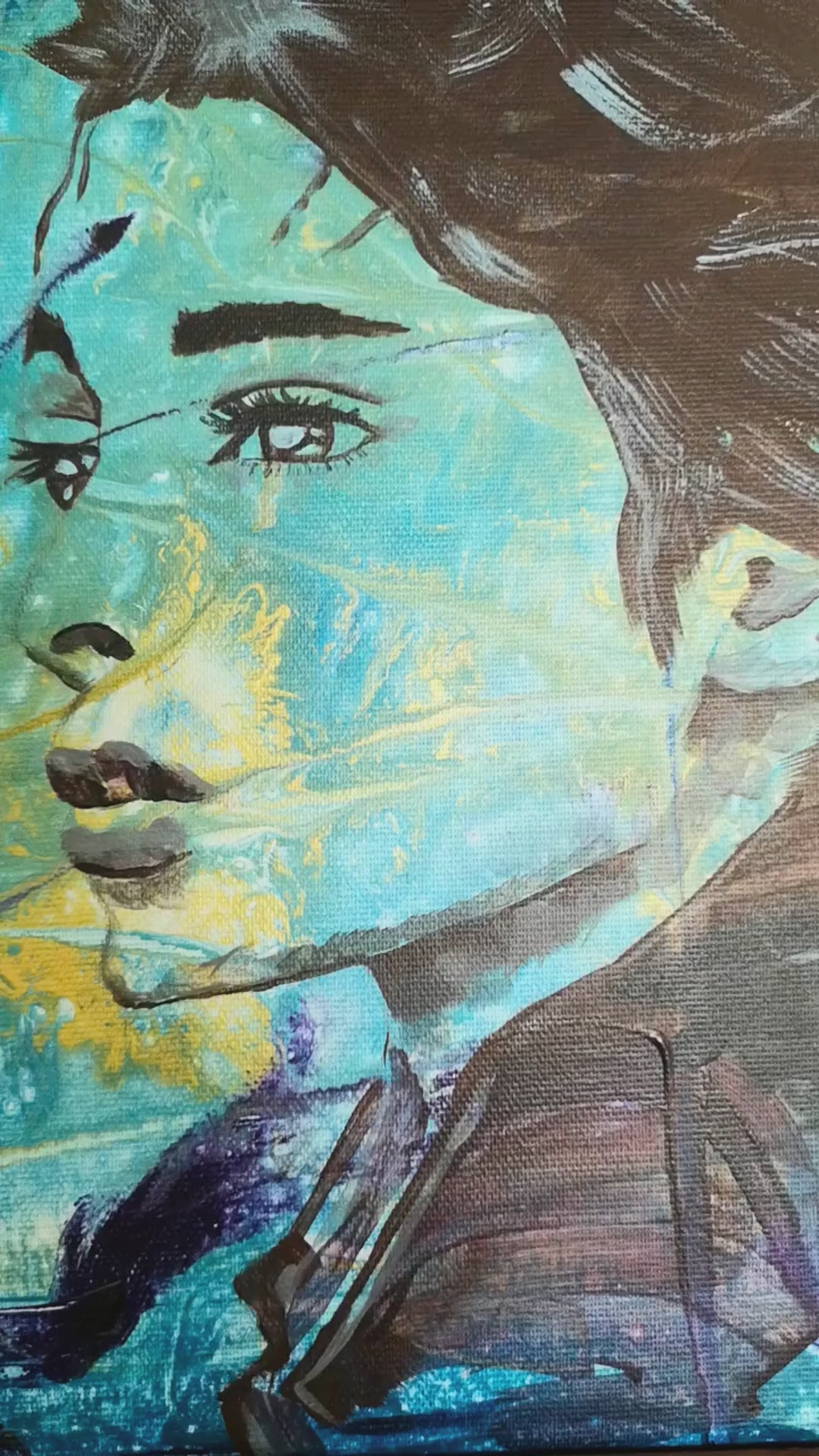 Originalgemälde Mystical Lady Of Autumn von Contemporary Artist Marika Junikajtes. Art with Soul. Series Four Seasons. Mixed Media (Acryl, Pouring) auf Leinwand 
