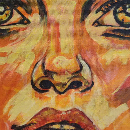 Abstraktes Mixed Media Portrait als Originalgemälde, Video, zeitgenössische Kunst von Marika Junikajtes, Deutschland
