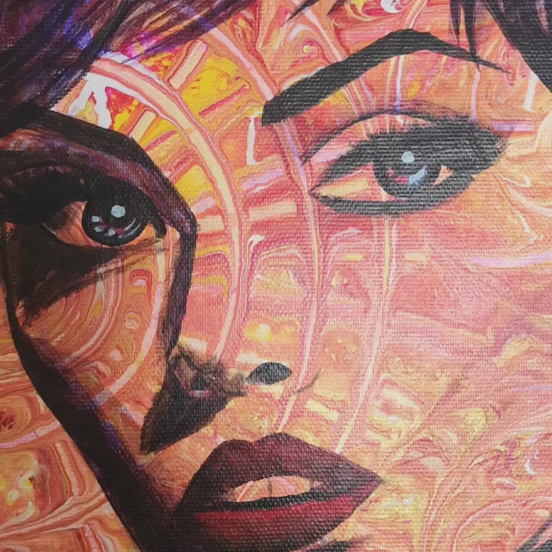 Abstraktes Mixed Media Portrait als Originalgemälde, zeitgenössische Kunst von Marika Junikajtes, Deutschland
